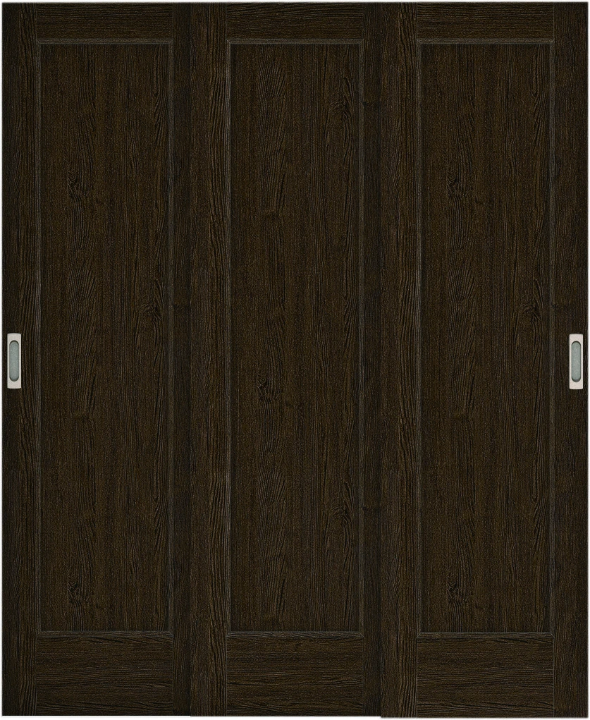 リビングドア　ハピア　機能ドア　３枚連動引戸　扉　０１デザイン　５０４幅　２０００高　〈オフブラック〉　左右兼用　錠なし