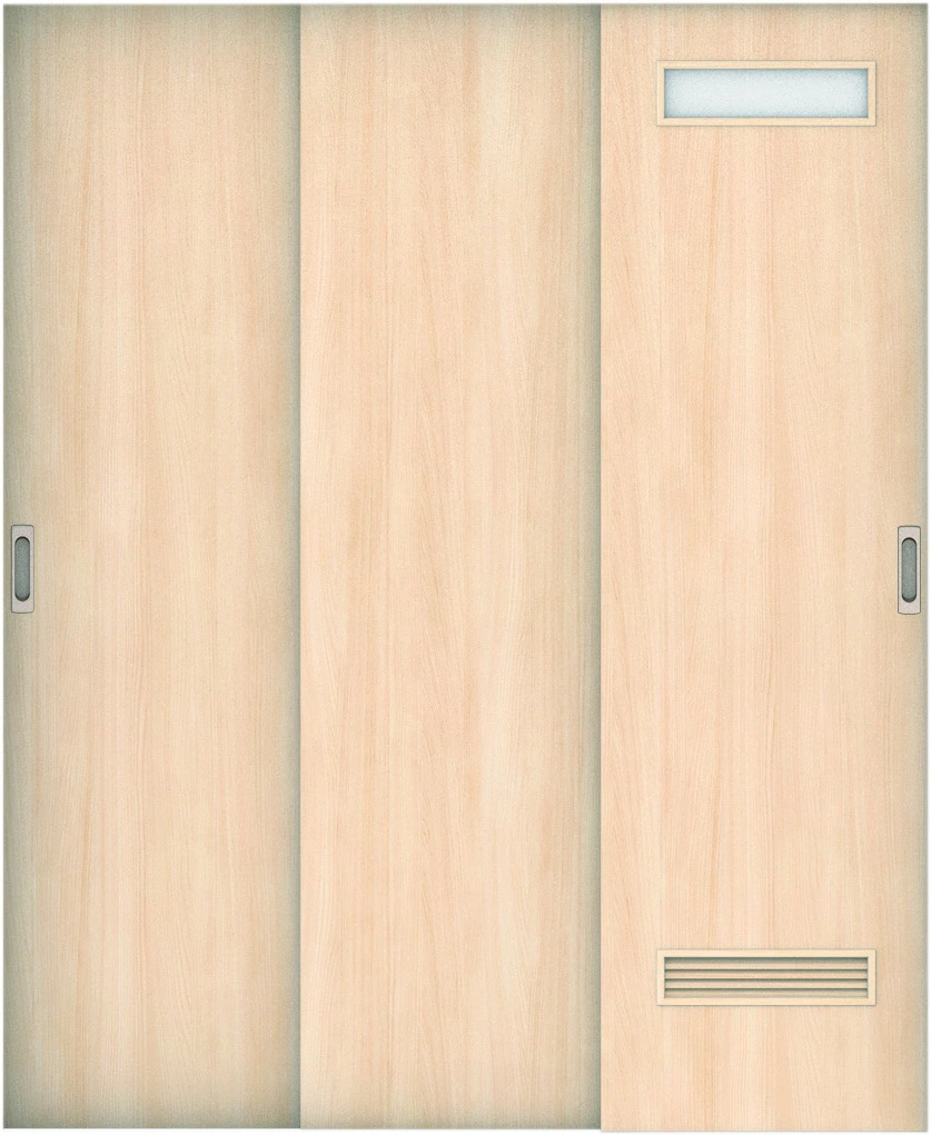 リビングドア　ハピア　機能ドア　３枚連動引戸　扉　０８デザイン　５６９幅　２０００高　〈クリアベージュ〉　左右兼用　錠なし