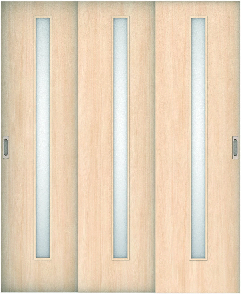 リビングドア　ハピア　機能ドア　３枚連動引戸　扉　Ｃ４デザイン　５６９幅　２０００高　〈クリアベージュ〉　左右兼用　錠なし