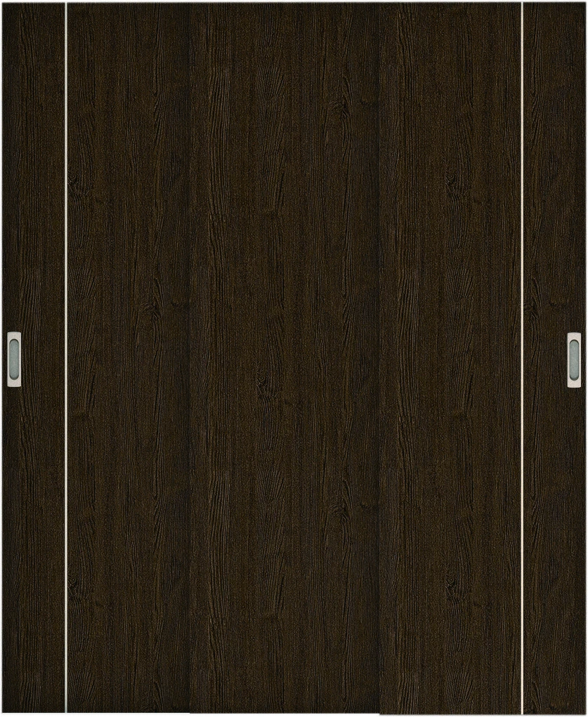 リビングドア　ハピア　機能ドア　３枚連動引戸　扉　Ｄ３デザイン　５６９幅　２０００高　〈オフブラック〉　左右兼用　錠なし