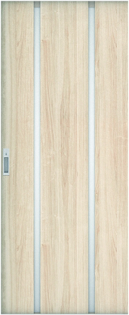 リビングドア　ハピアトレンドウッド調　引戸・片引　扉　３Ｐデザイン　８１９幅　２０００高　〈コットンベージュ〉　左右兼用　錠付　ラクラクローズ付