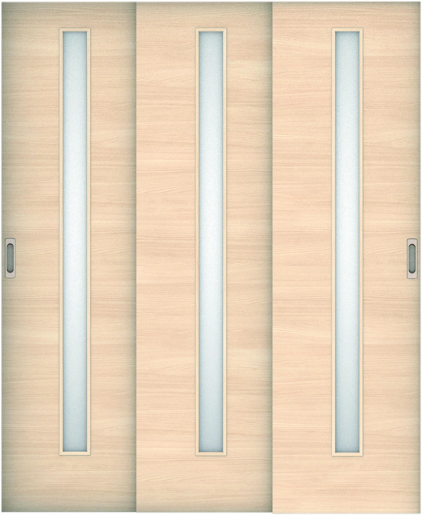 リビングドア　ハピア　機能ドア　３枚連動引戸　扉　Ｕ８デザイン　５６９幅　２０００高　〈クリアベージュ〉　引手加工なし　錠なし