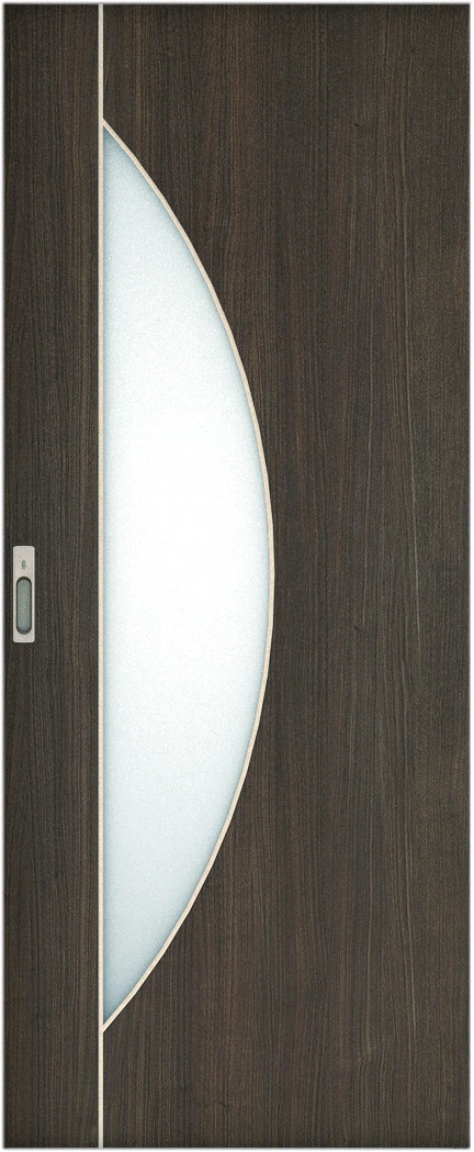 リビングドア　ハピア　引戸・片引　扉　Ｄ５デザイン　８１９幅　２０００高　〈ダルブラウン〉　左右兼用　錠付　ラクラクローズ付