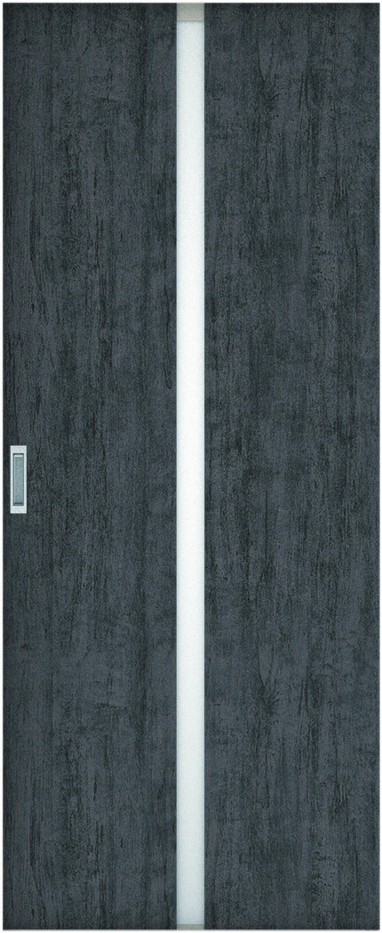 リビングドア　ハピアトレンドウッド調　吊戸・引手違　扉　２Ｐデザイン　８１９幅　２０００高　〈ドライブラック〉　右　錠なし　ラクラクローズ付用