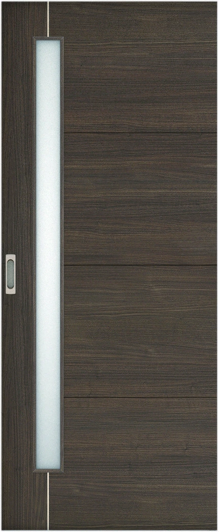 リビングドア　ハピア　引戸・片引　扉　Ｄ２デザイン　８１９幅　２０００高　〈ダルブラウン〉　左右兼用　錠なし　ラクラクローズ付