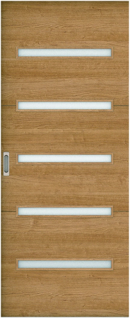 リビングドア　ハピア　吊戸・引手違　扉　Ｙ４デザイン　８１９幅　２０００高　〈ティーブラウン〉　左引用　錠なし　ラクラクローズ付用