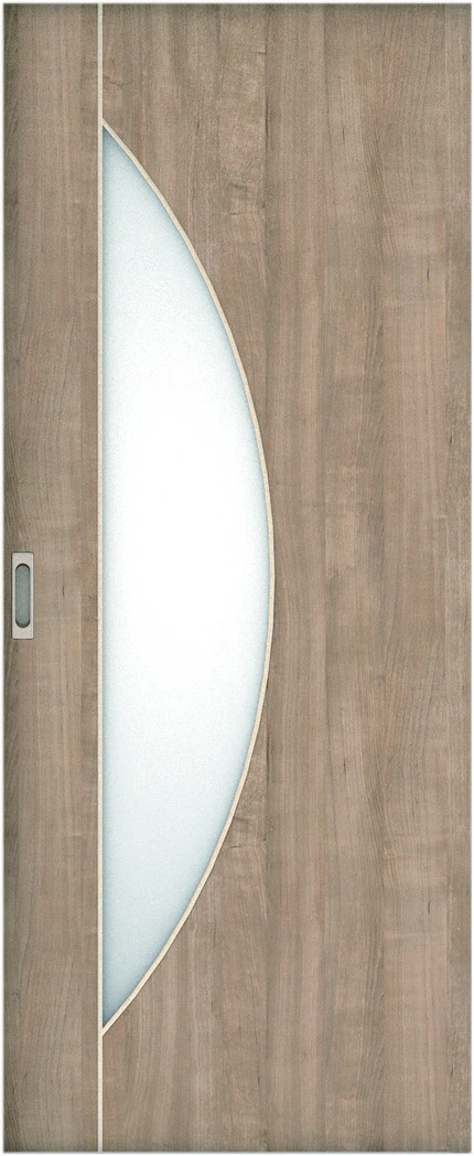 リビングドア　ハピア　吊戸・片引　扉　Ｄ５デザイン　８１９幅　２０００高　〈トープグレー〉　左右兼用　錠なし　ラクラクローズ付用