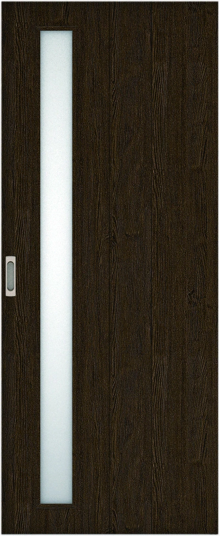 リビングドア　ハピア　吊戸・引手違　扉　Ｅ７デザイン　８１９幅　２０００高　〈オフブラック〉　右引用　錠なし　ラクラクローズ付用