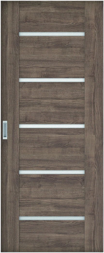 リビングドア　ハピアトレンドウッド調　吊戸　扉　Ｅ９デザイン　８１９幅　２０００高　〈マロンブラウン〉　左右兼用　錠なし　ラクラクローズ付用