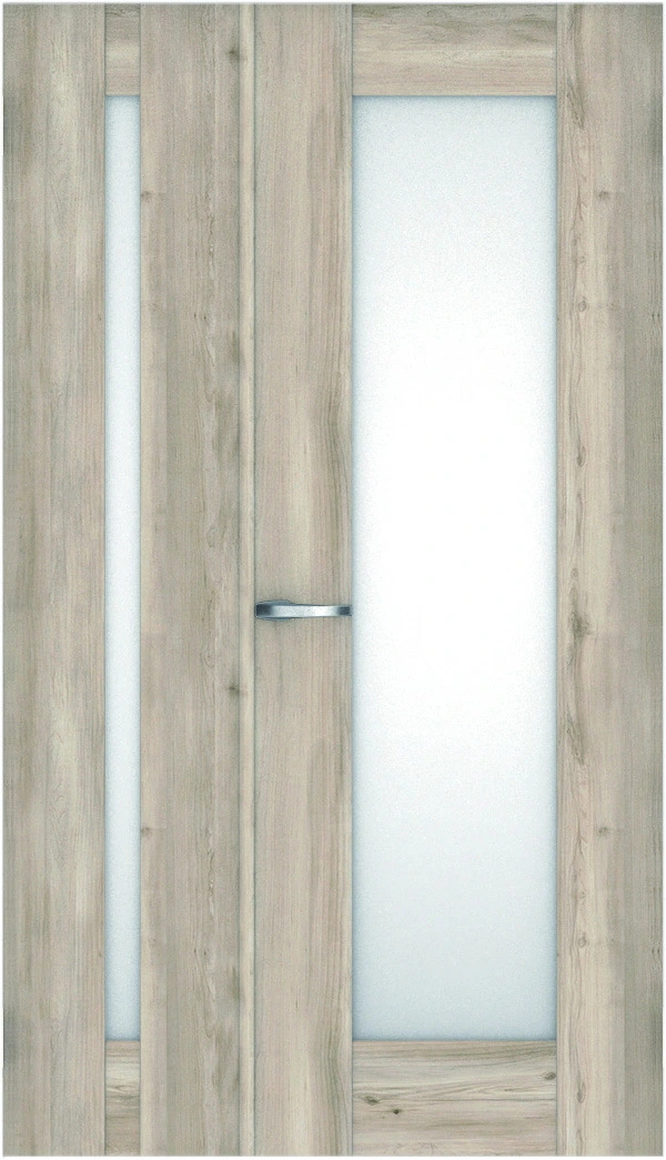 リビングドア　ハピアトレンドウッド調　親子ドア　扉　５Ｐデザイン　１１９５幅　２０００高　〈スモークグレー〉　右開き　（空錠　Ｎスタンダード丁番）用