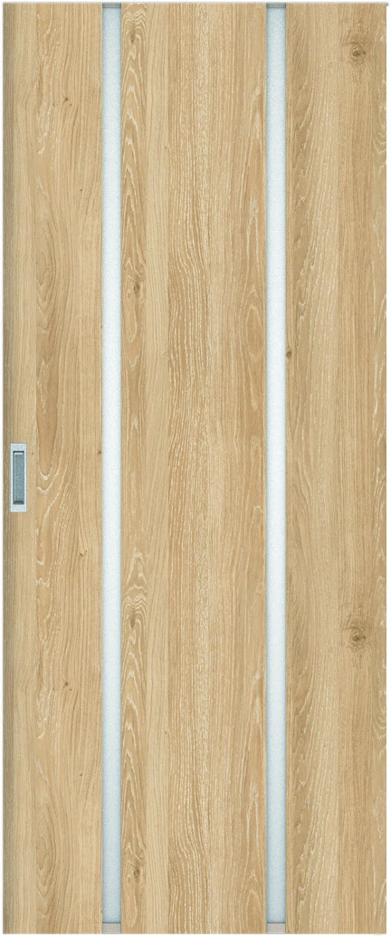 リビングドア　ハピアトレンドウッド調　吊戸　扉　３Ｐデザイン　８１９幅　２０００高　〈ミルキーオーカー〉　左右兼用　錠なし　ラクラクローズ付用