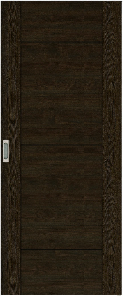 リビングドア　ハピア　吊戸・片引　扉　Ｂ９デザイン　８１９幅　２０００高　〈オフブラック〉　左右兼用　錠なし　ラクラクローズ付用