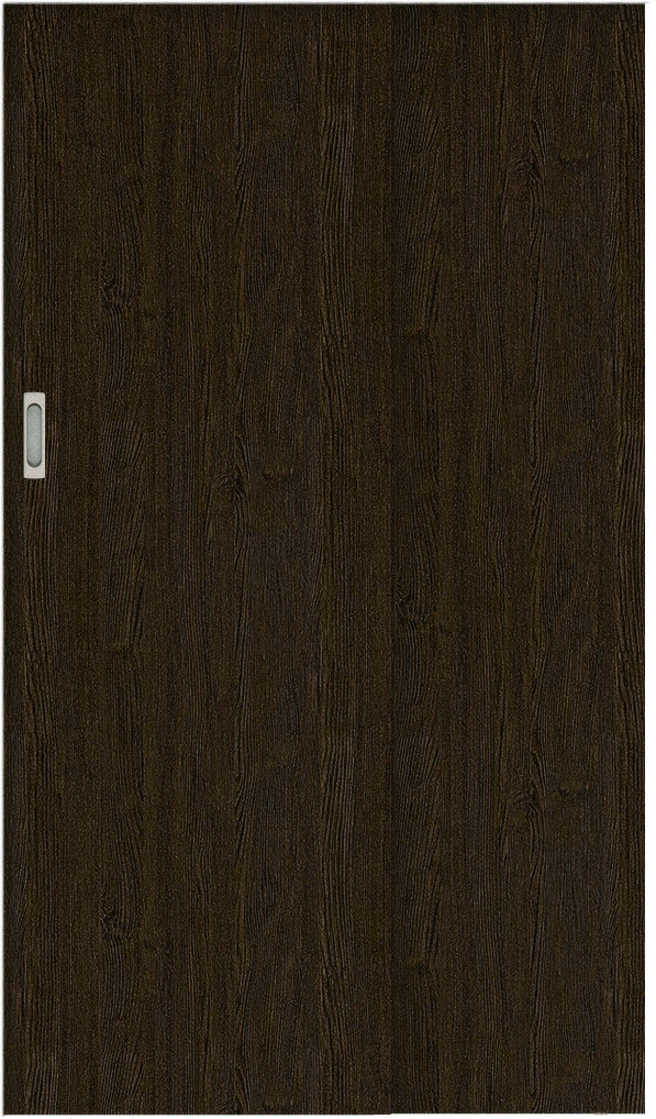 おもいやりキッズドア　２枚連動吊戸　インセットタイプ　扉　Ａデザイン　６８１幅　１９００高　〈オフブラック〉　右引　扉大　（両側サムターン錠＋美和ロックカマ錠　ラクラクローズ付）用　不燃面材