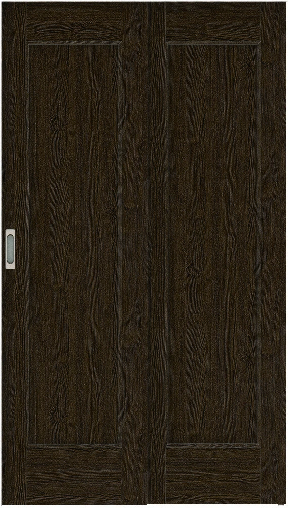 リビングドア　ハピア　機能ドア　２枚連動吊戸　扉　０１デザイン　５５６幅　２０００高　〈オフブラック〉　右引　錠なし