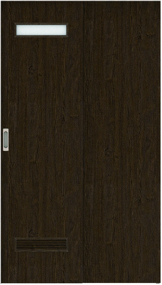 リビングドア　ハピア　機能ドア　２枚連動吊戸　扉　０８デザイン　５５６幅　２０００高　〈オフブラック〉　左引　錠なし