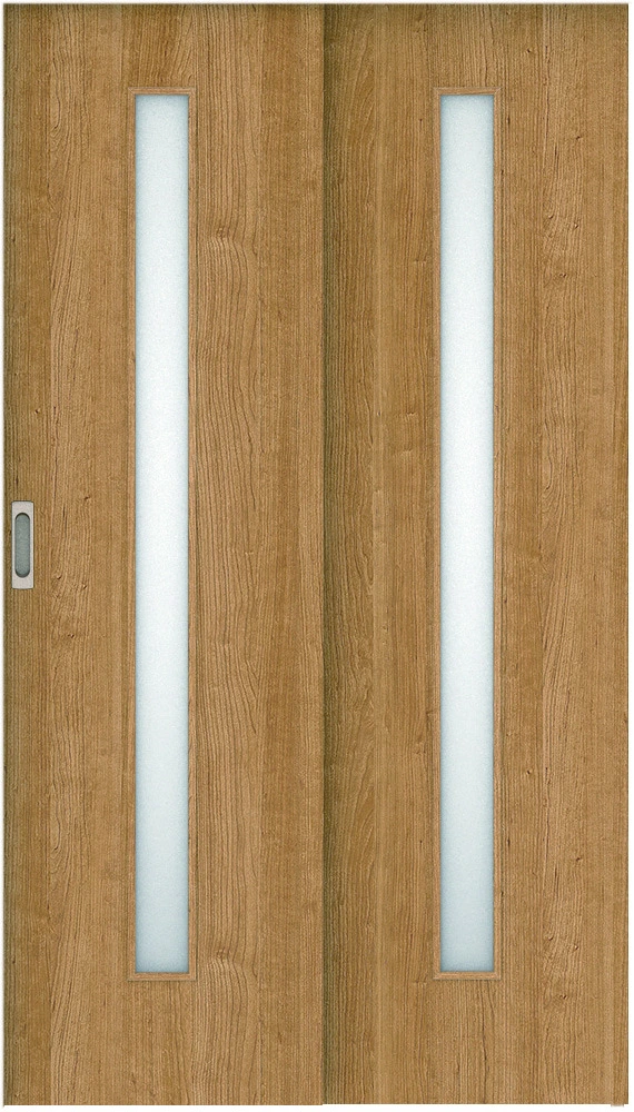 リビングドア　ハピア　機能ドア　２枚連動吊戸　扉　Ｃ４デザイン　４９１幅　２０００高　〈ティーブラウン〉　錠なし　引手加工なし