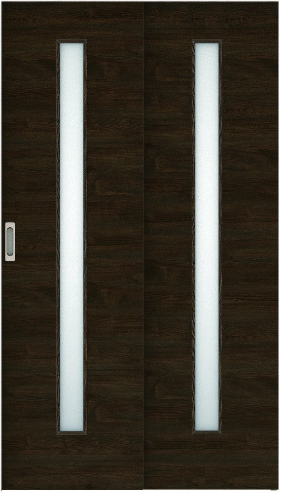 リビングドア　ハピア　機能ドア　２枚連動吊戸　扉　Ｕ８デザイン　５５６幅　２０００高　〈オフブラック〉　右引　錠なし