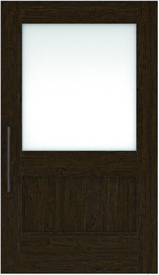 おもいやりシリーズ　吊戸　アウトセットタイプ　扉　Ｕデザイン　１１６４幅　１９００高　〈オフブラック〉　左右兼用　（錠なし＋にぎりバー　ラクラクローズ付）用