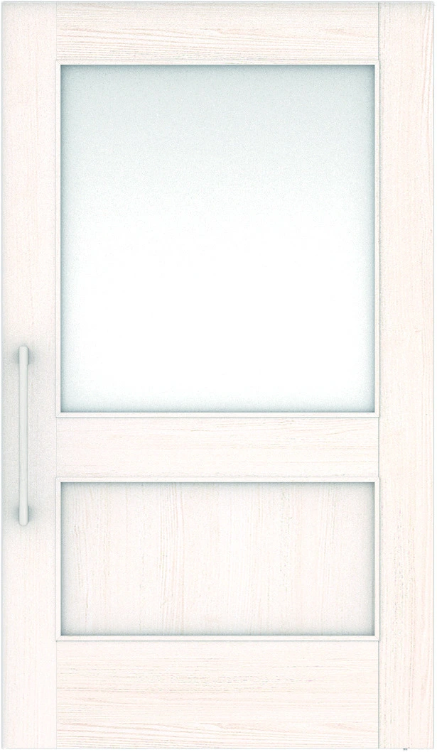 おもいやりシリーズ　吊戸　アウトセットタイプ　扉　Ｕデザイン　１１６４幅　２０００高　〈ネオホワイト〉　左右兼用　（錠なし＋にぎりバー　ラクラクローズ付）用