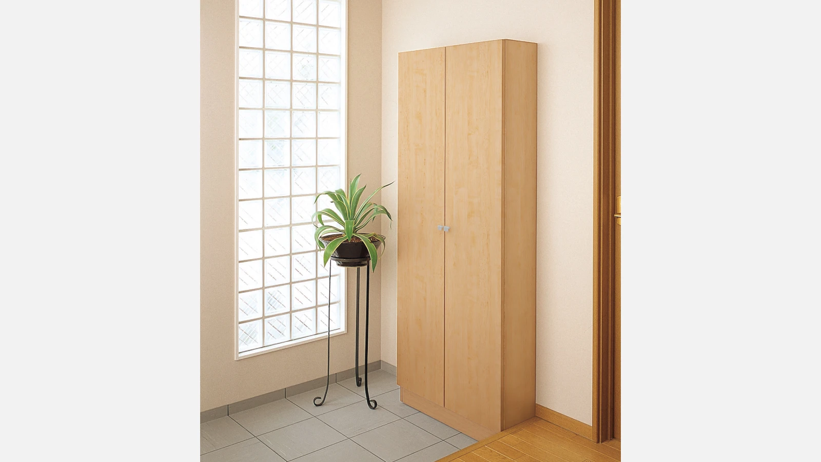 下駄箱：薄型ロング750 〈ミルベージュ〉