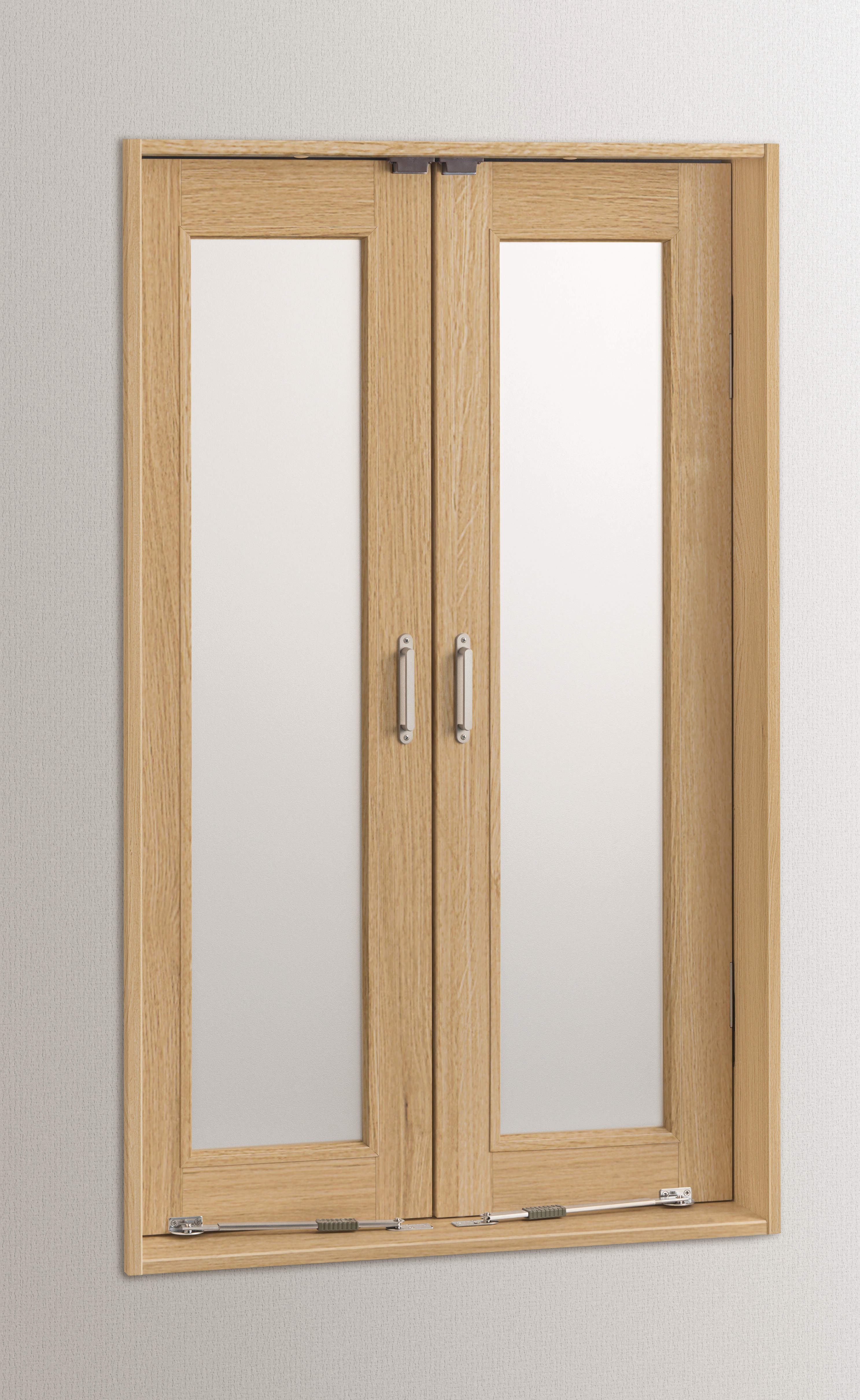 造作部材　イエリア　室内窓　マドモ　開き戸タイプ　扉セット　７３５幅用　１２００高用　〈ライトオーカー柄〉　左右兼用　丁番・把手〈Ｔシルバー色〉