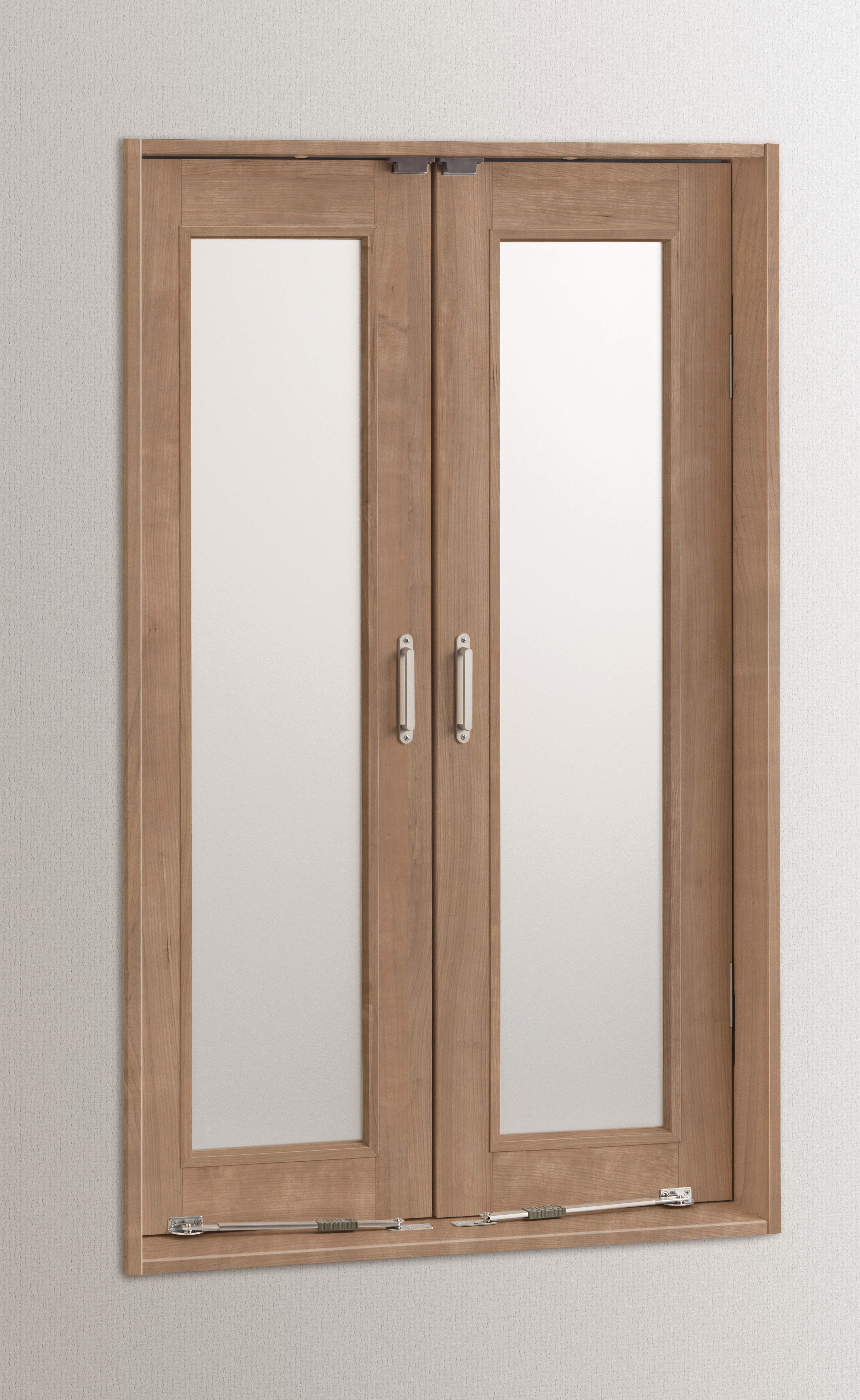 造作部材　イエリア　室内窓　マドモ　開き戸タイプ　扉セット　７３５幅用　１２００高用　〈トープグレー柄〉　左右兼用　丁番・把手〈Ｔシルバー色〉