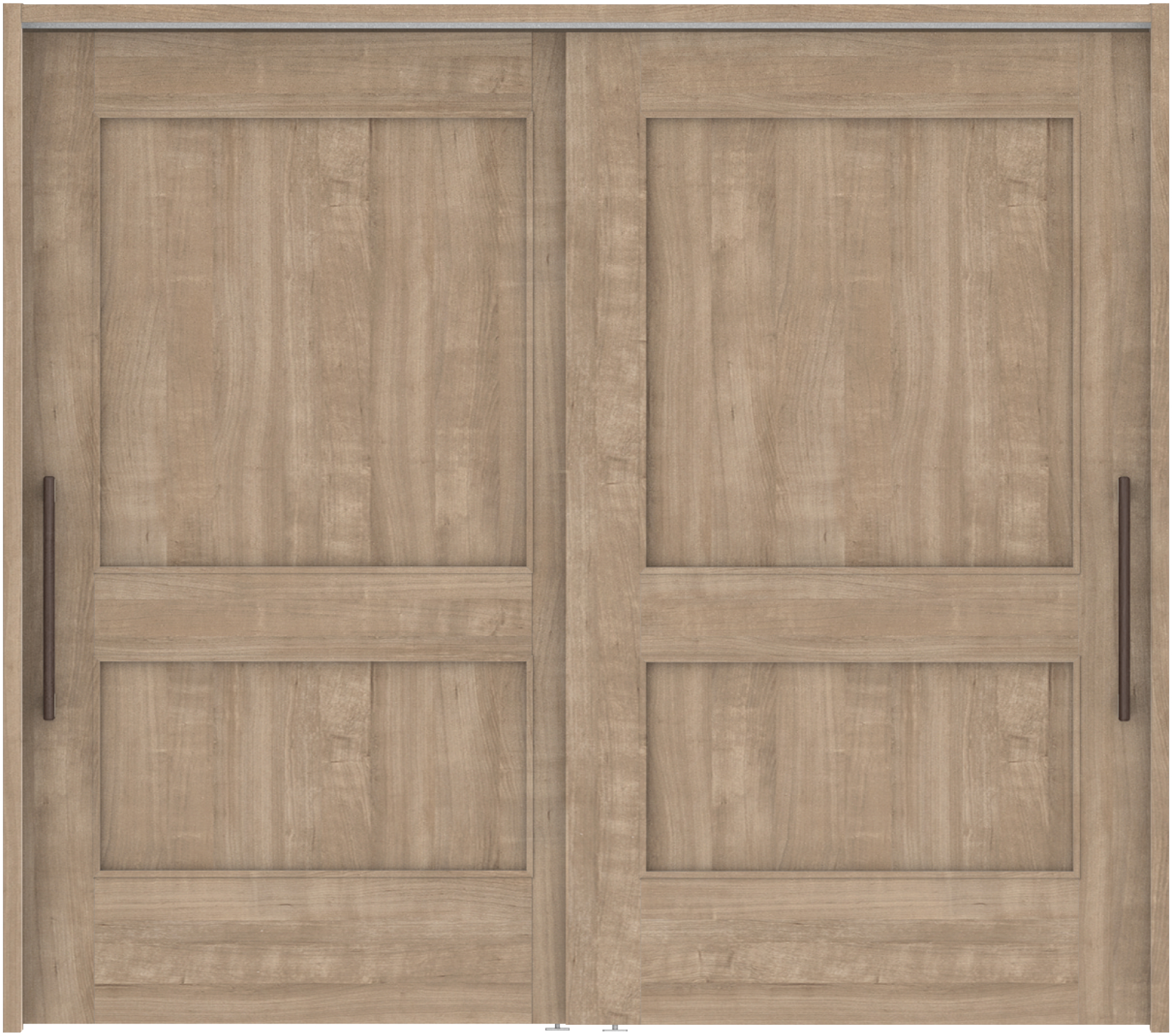 おもいやりシリーズ　吊戸　インセットタイプ　扉　Ｔデザイン　１１６４幅　２０００高　〈トープグレー〉　左右兼用　（錠なし＋にぎりバー　ラクラクローズ付）用　枠　固定枠１１３　２３０７幅　レールセット　スリムにぎりバー　〈ダーク〉　抗ウイルス仕様