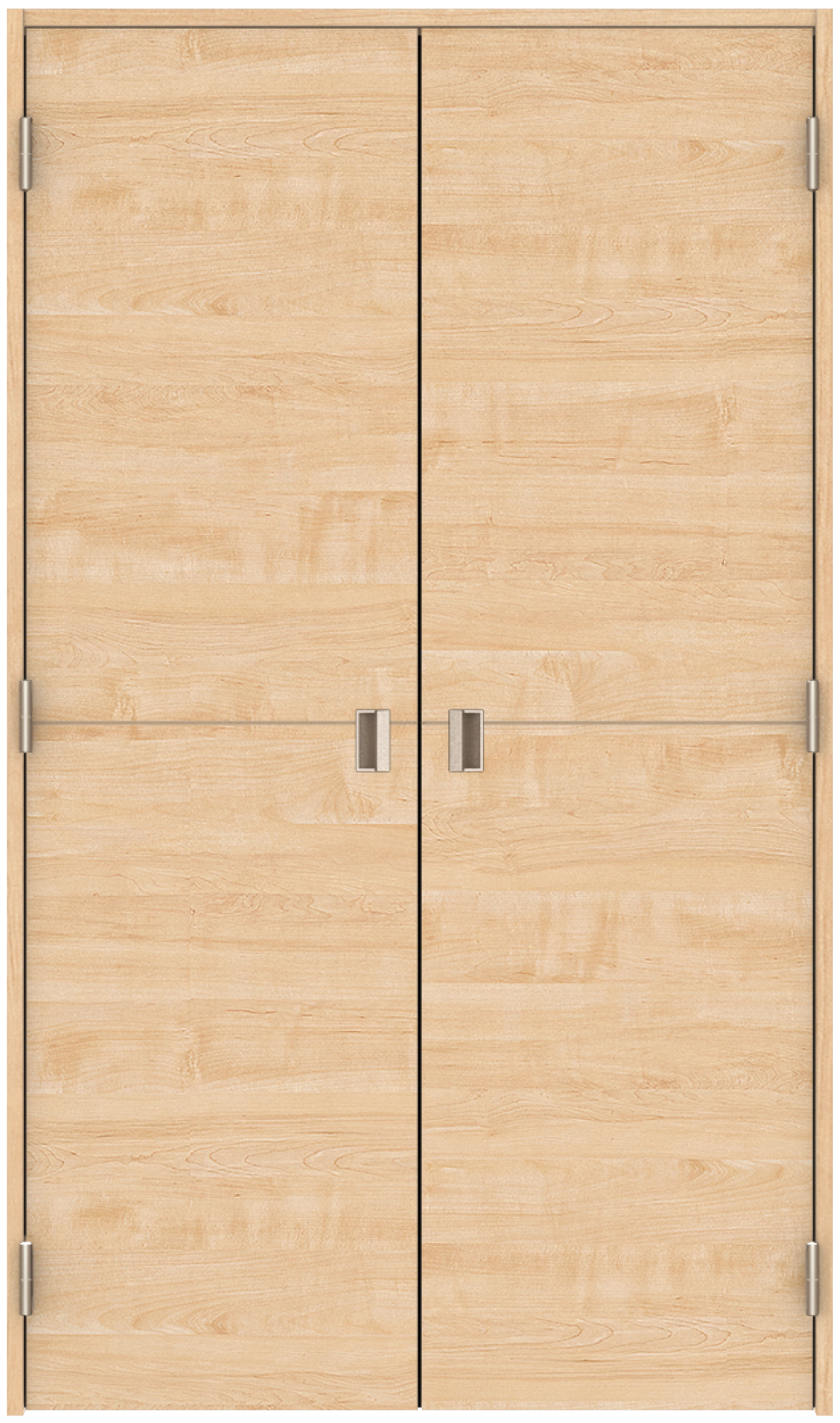 おもいやりシリーズ　収納開き戸　親扉　受扉　Ｊデザイン　５６６．５幅　２０００高　〈ミルベージュ〉　右開き　（錠なし＋引手）用　枠　両開き　固定枠１１３　１１９５幅　収納開き戸用沓摺　把手　〈Ｔシルバー〉　抗ウイルス仕様　調整丁番（３枚吊）　〈Ｔシルバー〉　右吊用　左吊用　下部ドアストッパー　〈ナチュラル〉