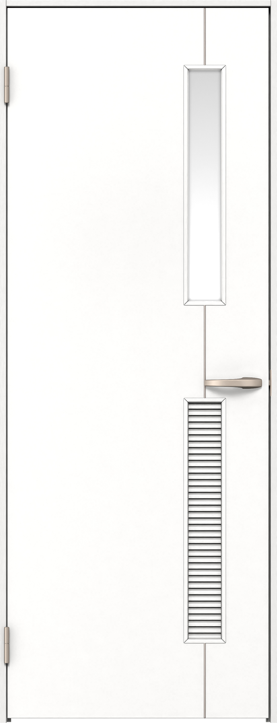 リビングドア　イエリア　片開きドア　扉セット　Ｄ６デザイン　８５０幅　２０００高　〈パウダーホワイト柄〉　左開き　空錠　Ｎスタンダード丁番