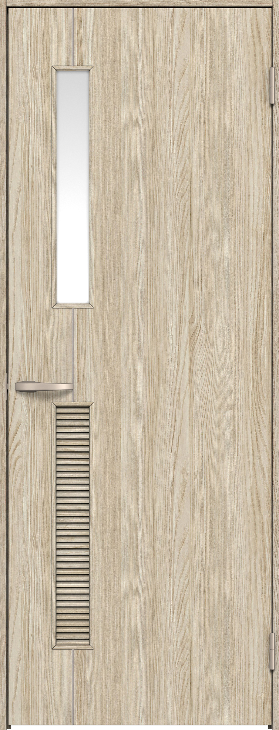 リビングドア　イエリア　片開きドア　扉セット　Ｄ６デザイン　８５０幅　２０００高　〈ソフトグレージュ柄〉　右開き　空錠　Ｎスタンダード丁番