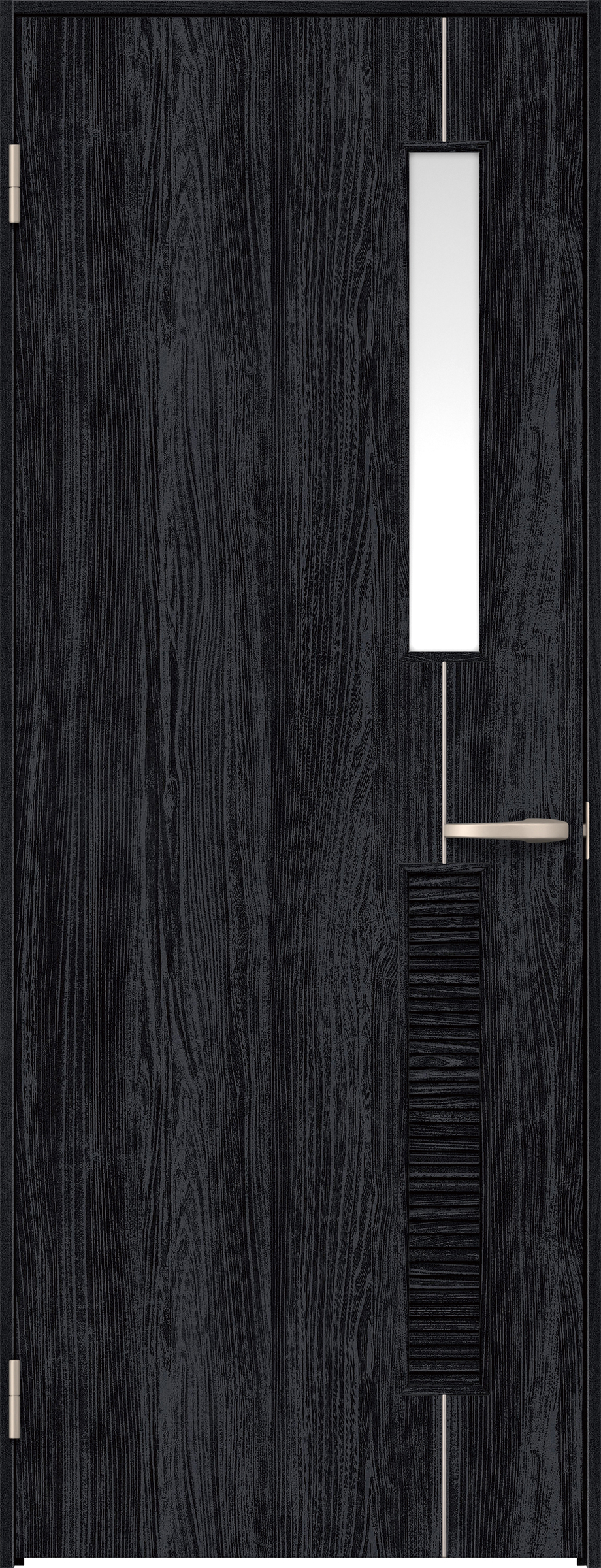 リビングドア　イエリア　片開きドア　扉セット　Ｄ６デザイン　７３５幅　２０００高　〈モスブラック柄〉　左開き　空錠　Ｎスタンダード丁番