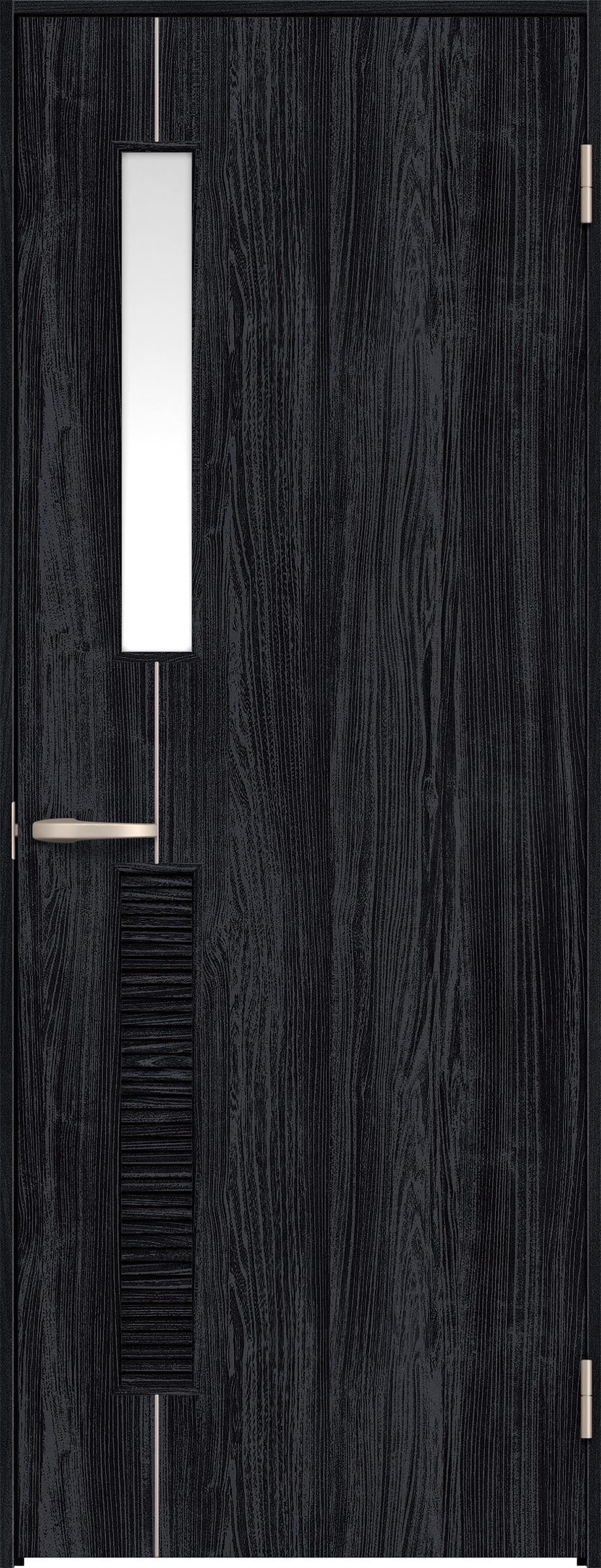 リビングドア　イエリア　片開きドア　扉セット　Ｄ６デザイン　８５０幅　２０００高　〈モスブラック柄〉　右開き　空錠　Ｎスタンダード丁番