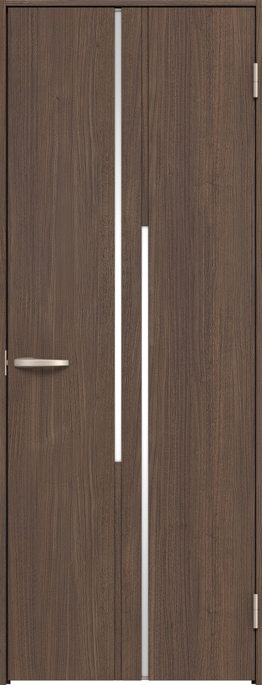 リビングドア　イエリア　片開きドア　扉セット　７Ｐデザイン　７３５幅　２０００高　〈ダルブラウン柄〉　右開き　空錠　Ｎスタンダード丁番