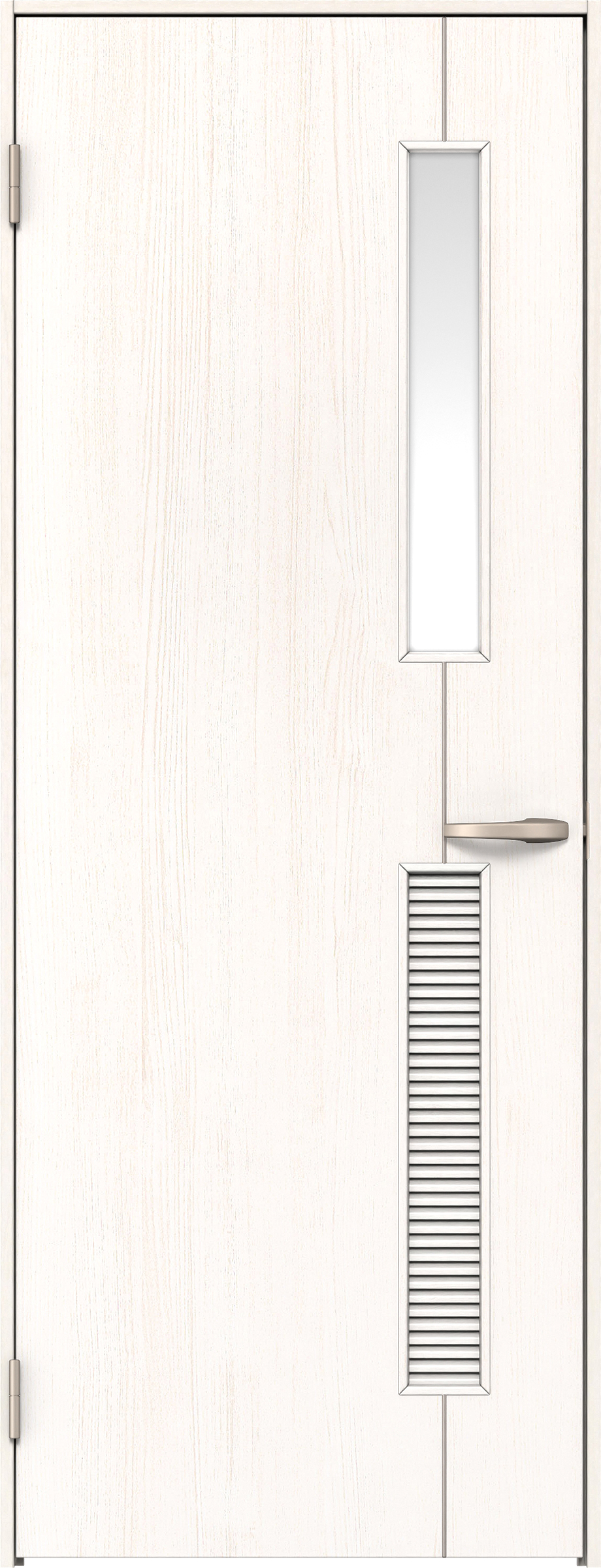 リビングドア　イエリア　片開きドア　扉セット　Ｄ６デザイン　７５５幅　２０００高　〈ネオホワイト柄〉　左開き　空錠　Ｎスタンダード丁番