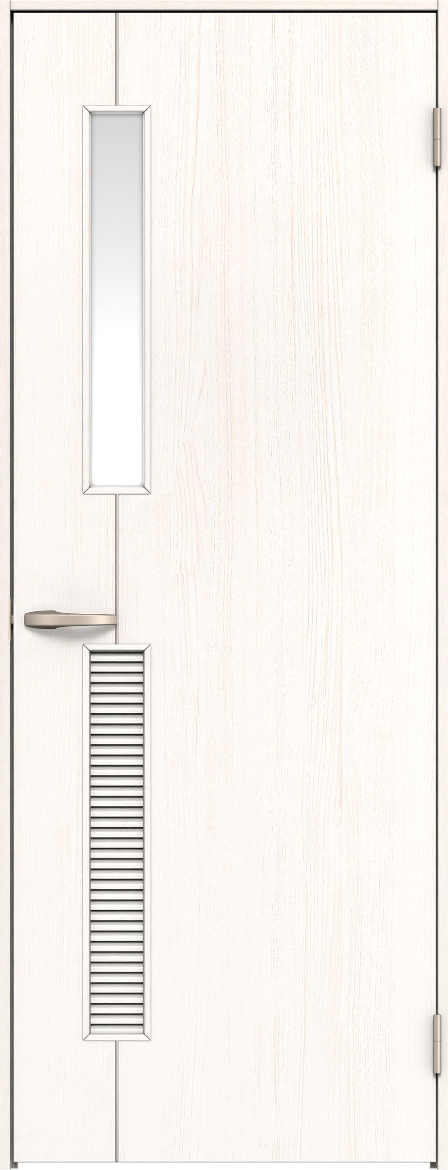 リビングドア　イエリア　片開きドア　扉セット　Ｄ６デザイン　７３５幅　２０００高　〈ネオホワイト柄〉　右開き　空錠　Ｎスタンダード丁番