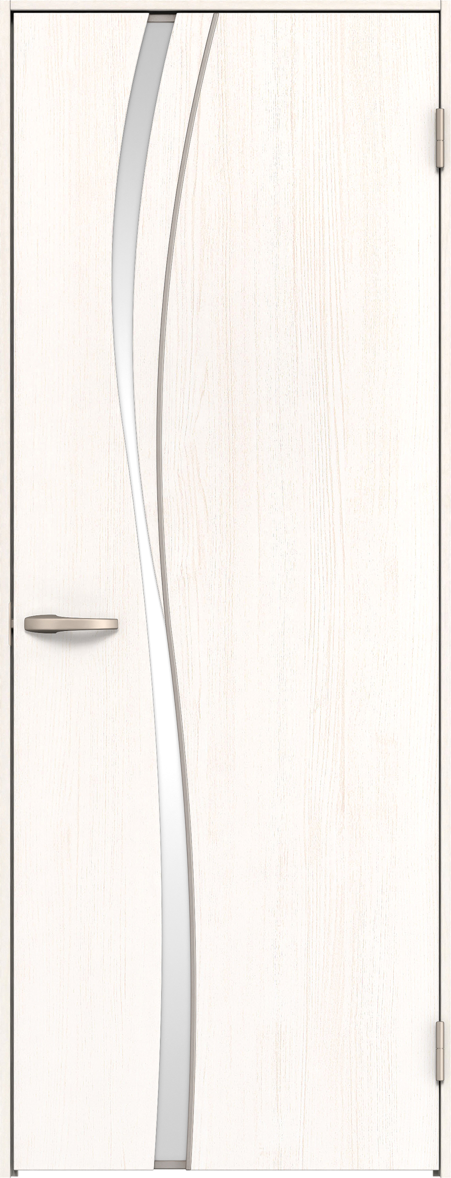 リビングドア　イエリア　片開きドア　扉セット　Ｋ７デザイン　７３５幅　２０００高　〈ネオホワイト柄〉　右開き　空錠　Ｎスタンダード丁番