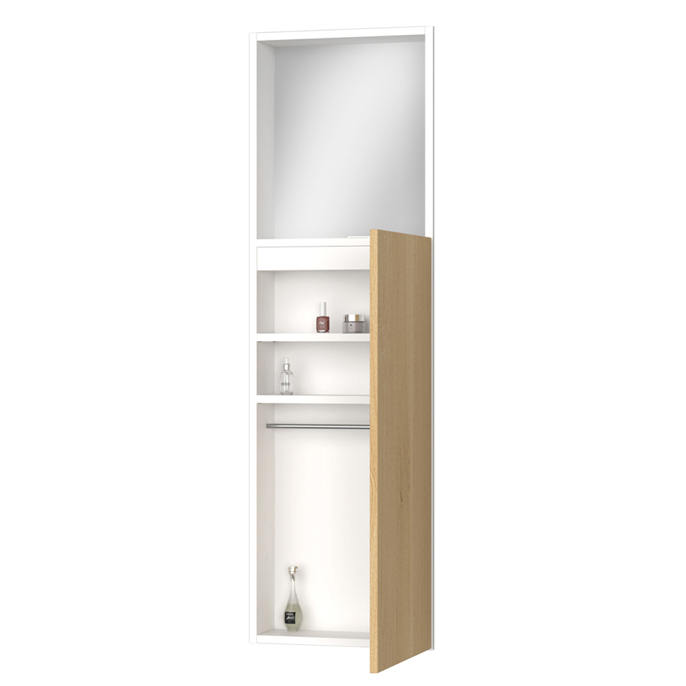 収納　カベピタ　壁厚収納　セット　ミラーシェルフ　３７０Ｌ　〈ライトオーカー柄〉