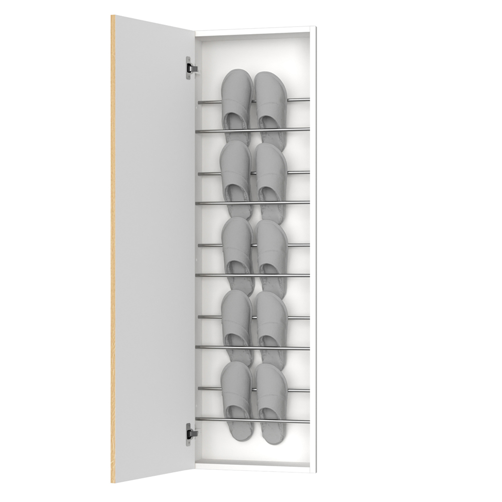 収納　カベピタ　壁厚収納　セット　スリッパ収納　ウッド扉　３７０Ｌ　〈ライトオーカー柄〉