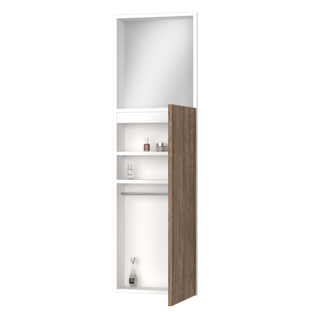 収納　カベピタ　壁厚収納　セット　ミラーシェルフ　３７０Ｌ　〈トープグレー柄〉