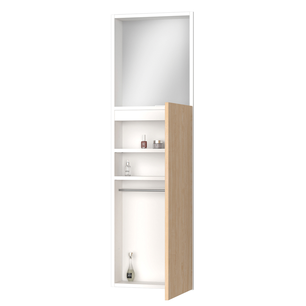 収納　カベピタ　壁厚収納　セット　ミラーシェルフ　３７０Ｌ　〈ミルベージュ柄〉