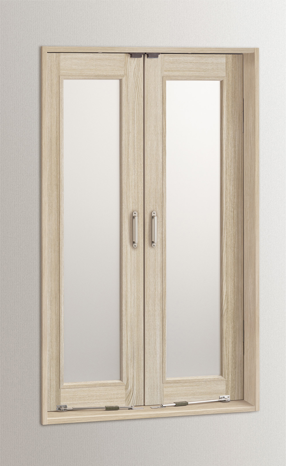 造作部材　イエリア　室内窓　マドモ　開き戸タイプ　扉セット　７３５幅用　１２００高用　〈ソフトグレージュ柄〉　左右兼用　丁番・把手〈Ｔシルバー色〉