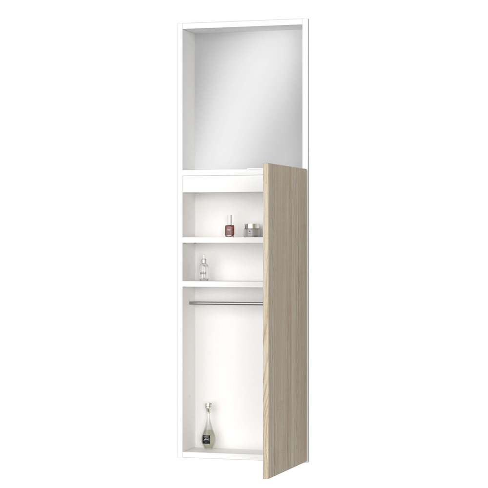 収納　カベピタ　壁厚収納　セット　ミラーシェルフ　３７０Ｌ　〈ソフトグレージュ柄〉