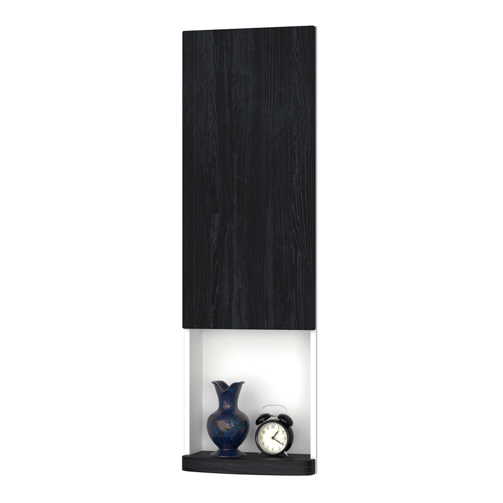 収納　カベピタ　壁厚収納　セット　サニタリー　ウッド扉　３７０Ｌ　〈モスブラック柄〉