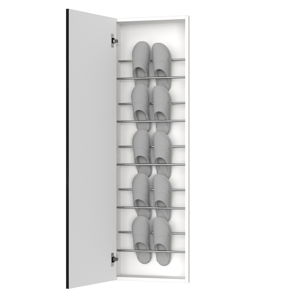 収納　カベピタ　壁厚収納　セット　スリッパ収納　ウッド扉　３７０Ｌ　〈モスブラック柄〉