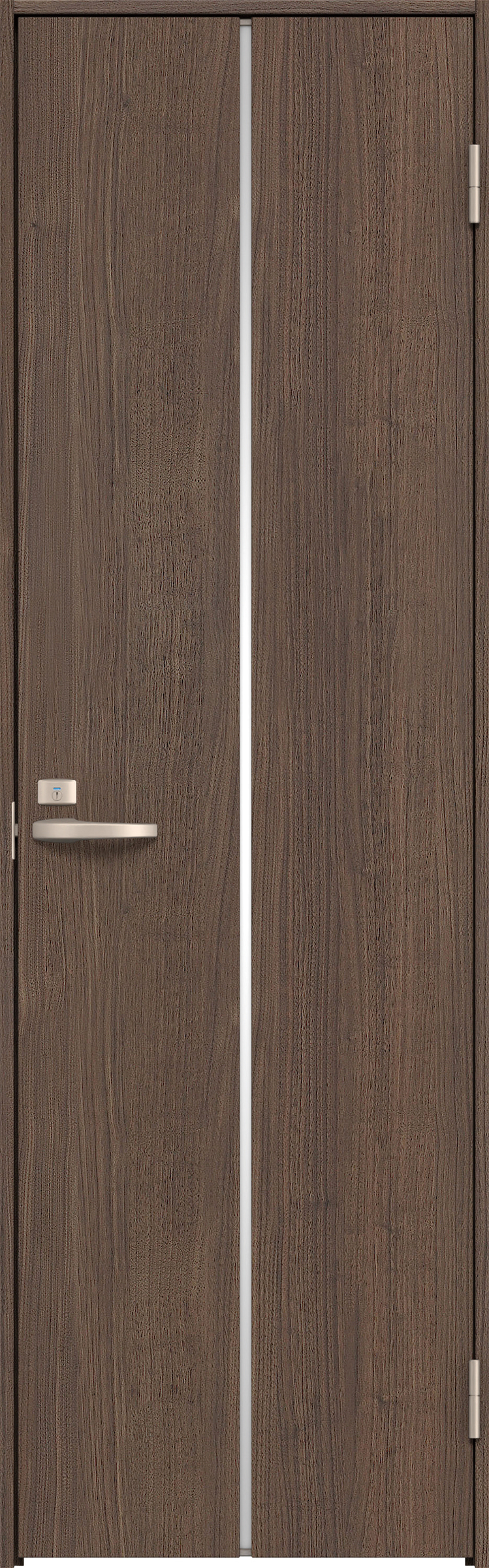 リビングドア　イエリア　トイレドア　扉セット　６Ｐデザイン　７８０幅　２０００高　〈ダルブラウン柄〉　右開き　錠付　表示錠　Ｎスタンダード丁番