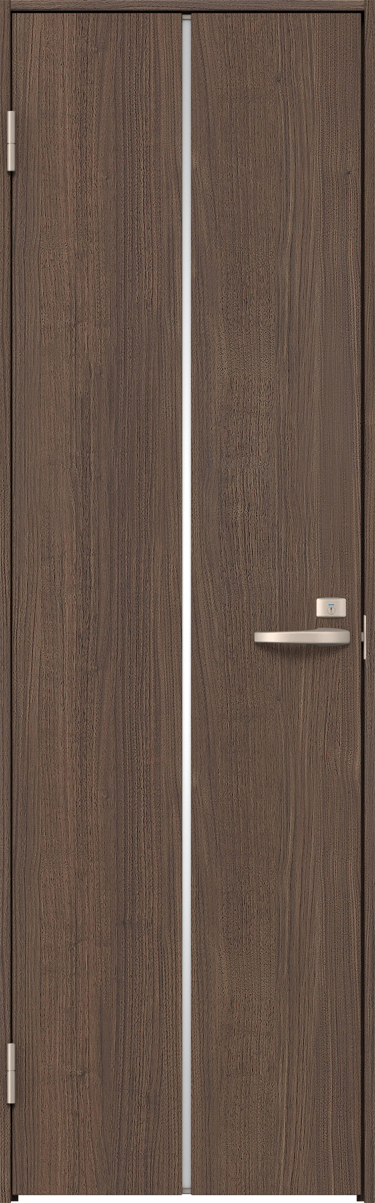 リビングドア　イエリア　トイレドア　扉セット　６Ｐデザイン　８２５幅　２０００高　〈ダルブラウン柄〉　左開き　錠付　表示錠　Ｎスタンダード丁番