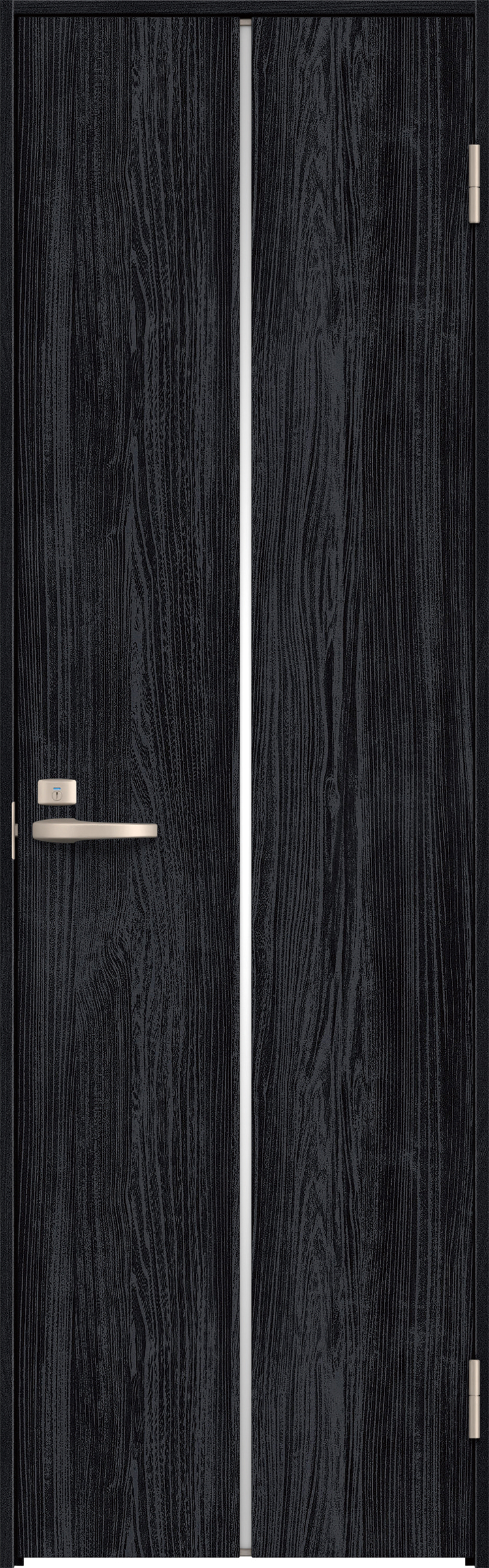 リビングドア　イエリア　トイレドア　扉セット　６Ｐデザイン　８５０幅　２０００高　〈モスブラック柄〉　右開き　錠付　表示錠　Ｎスタンダード丁番