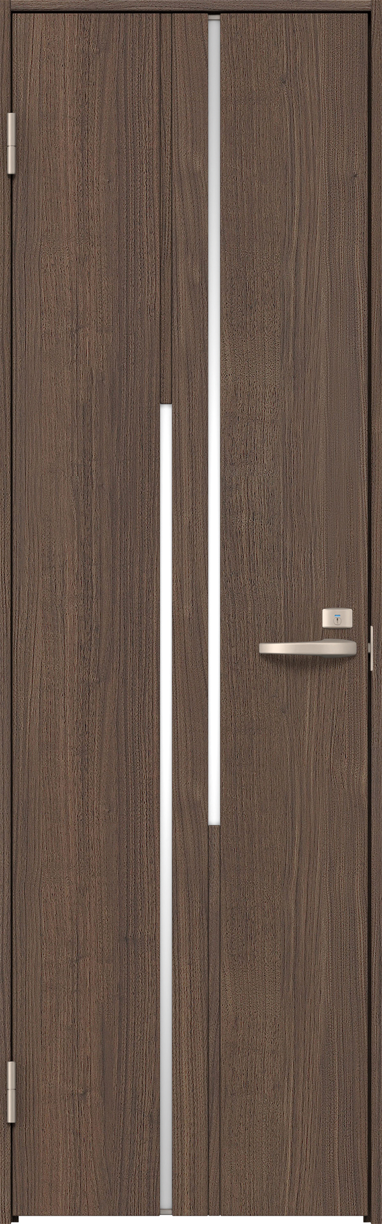 リビングドア　イエリア　トイレドア　扉セット　７Ｐデザイン　７５５幅　２０００高　〈ダルブラウン柄〉　左開き　錠付　表示錠　Ｎスタンダード丁番