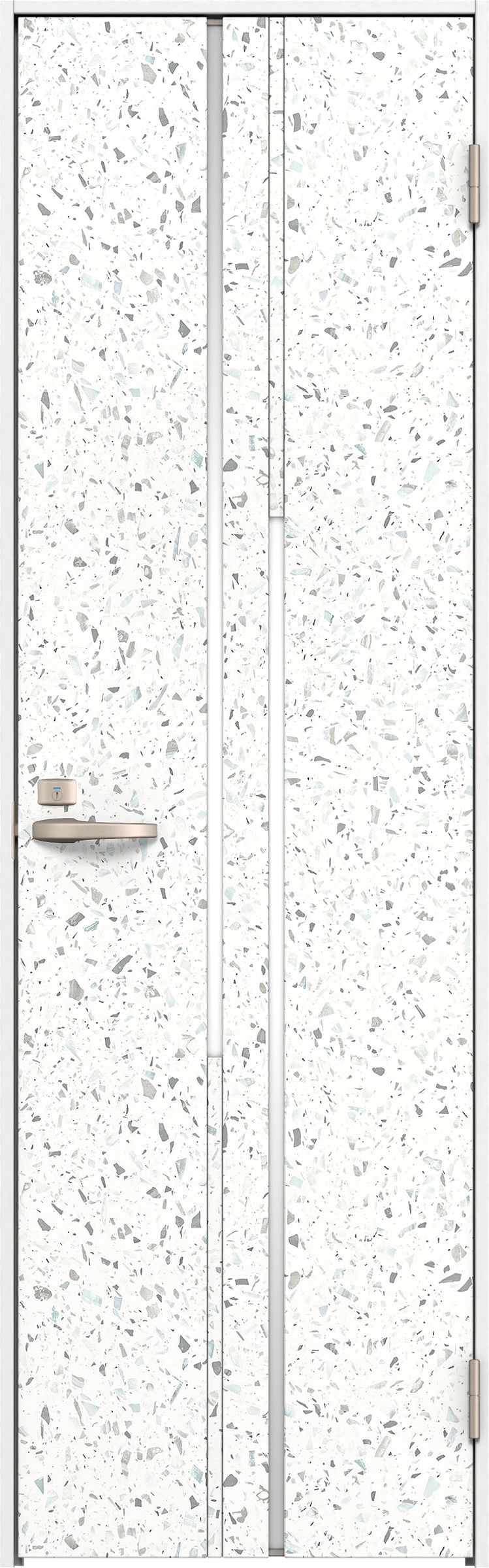 リビングドア　イエリア　トイレドア　扉セット　７Ｐデザイン　６３５幅　２０００高　〈テラゾホワイト柄〉　右開き　錠付　表示錠　Ｎスタンダード丁番