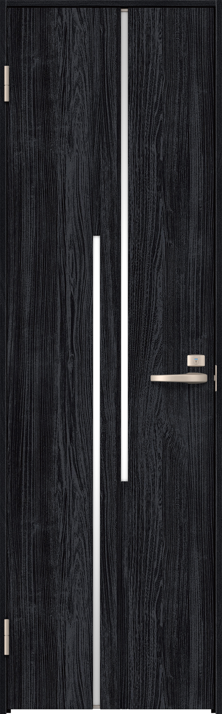 リビングドア　イエリア　トイレドア　扉セット　７Ｐデザイン　７５５幅　２０００高　〈モスブラック柄〉　左開き　錠付　表示錠　Ｎスタンダード丁番